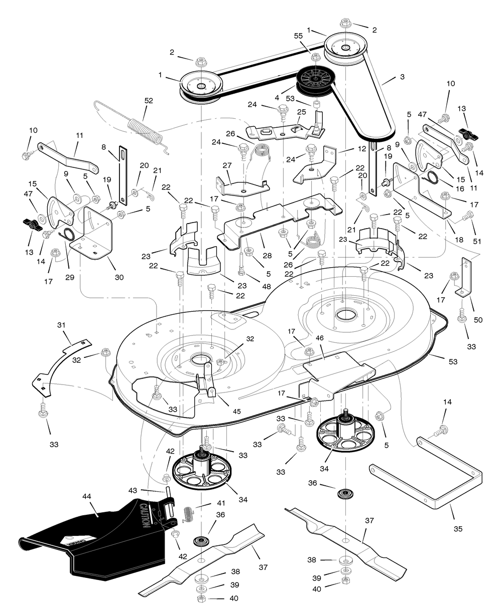 Mower Housing Diagram and Parts List for 385002X108A 2005 Briggs and Stratton Lawn Tractor
